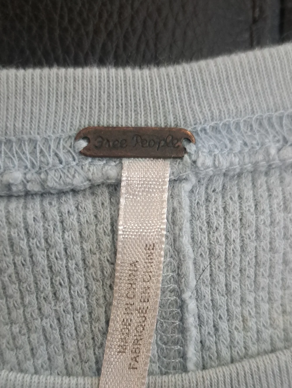 Free People Rosey Seaspray Waffle Embellished Cuff Thermal Top
